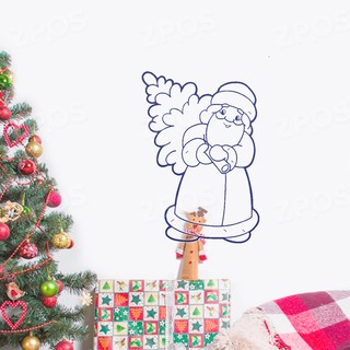 Трафарет Деда Мороза с елкой