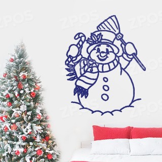 Трафарет снеговика с метлой